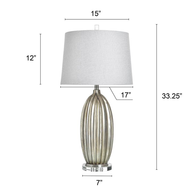 StyleCraft Poly Table Lamp - Laslo Silver - White Shade