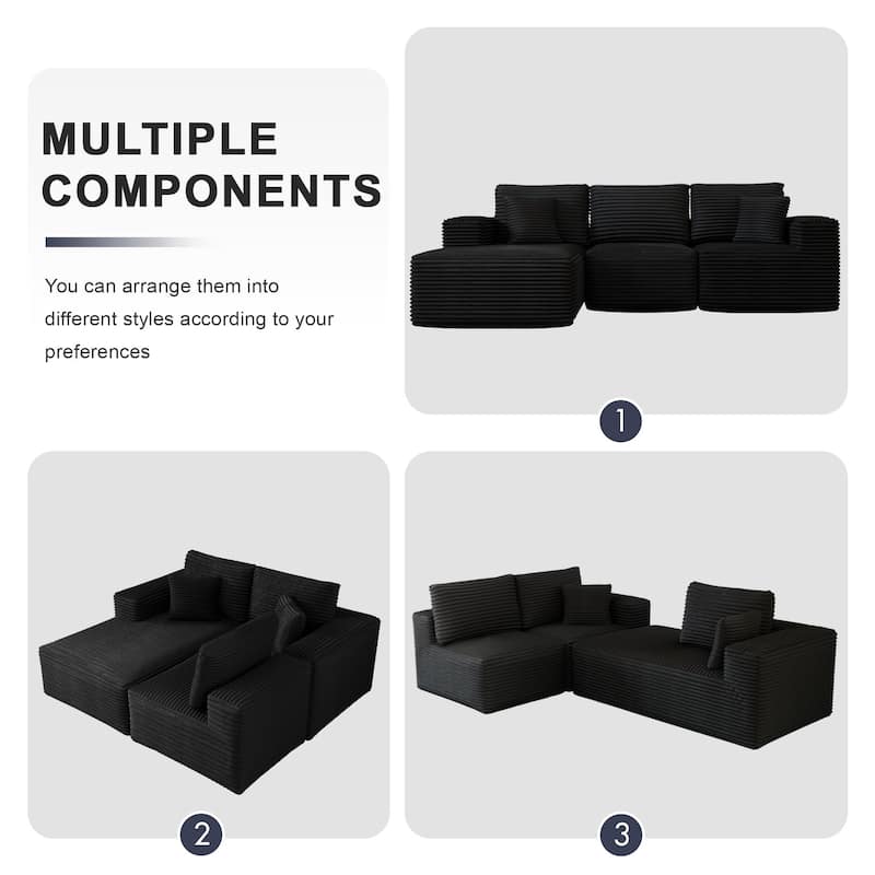 104" Modular Sectional Sofa with L-Shape Chaise Modern Upholstered Cloud Couches with Throw Pillows - 104 in.W x 23.6 in.H