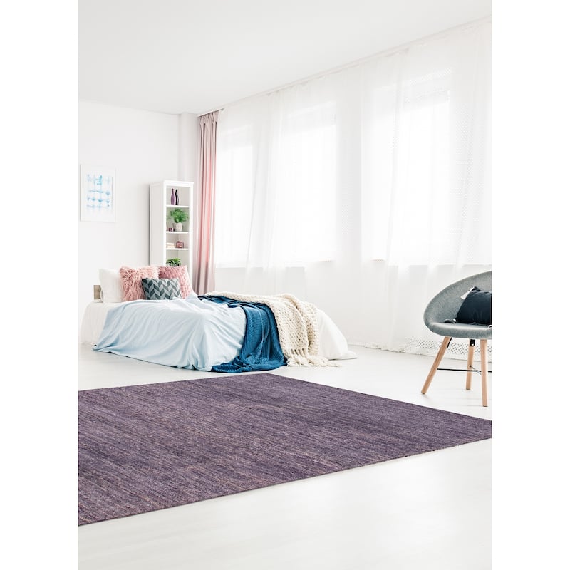 ECARPETGALLERY Hand-knotted Loreto Purple Silk Rug - 6'0 x 8'11