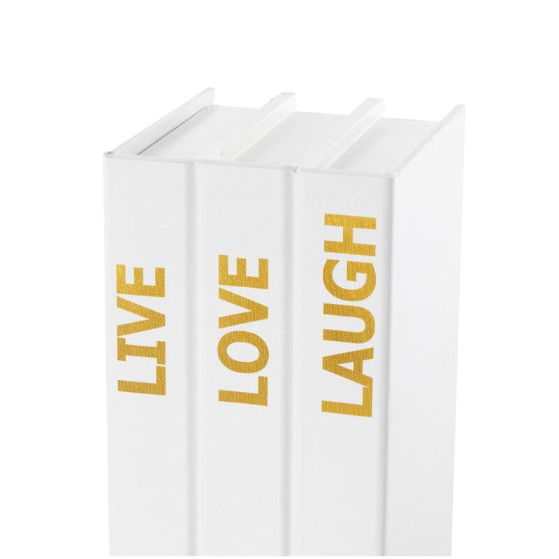 White or Black Canvas Faux Storage Book Box with Live, Laugh, Love Text (Set of 2)