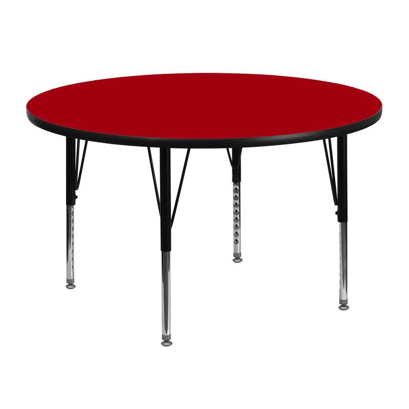 48'' Round Thermal Laminate Activity Table - Adjustable Short Legs - 48"D x 48"W x 16.125" - 25.125"H - Red