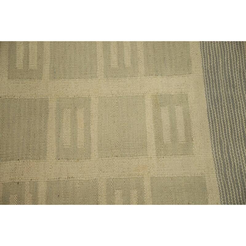 Hand Woven Oriental 100% Wool Carpet Southwestern Tribal Beige & Ivories Kilim Area Rug - 9' 9'' X 7' 10''
