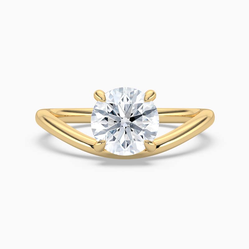 Auriya 14K Gold Lab Grown Diamond Round Curved Solitaire Engagement Ring 1.00 - 5.00ct. tw. (F-G, VS) - 2.00 carats - 4.5 - Yellow