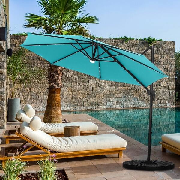 Zenova 10foot Solarpowered LEDlit Cantilever Offset Patio Umbrella
