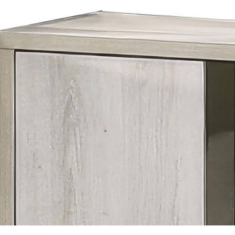Contemporary Nightstand - White Wash Finish, Melamine Top & Chrome Handles