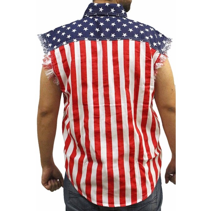 white denim sleeveless shirt