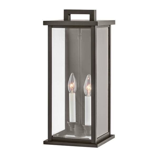 slide 2 of 3, Hinkley Weymouth Collection Two Light Outdoor Medium Wall Mount Lantern, Oil Rubbed Bronze