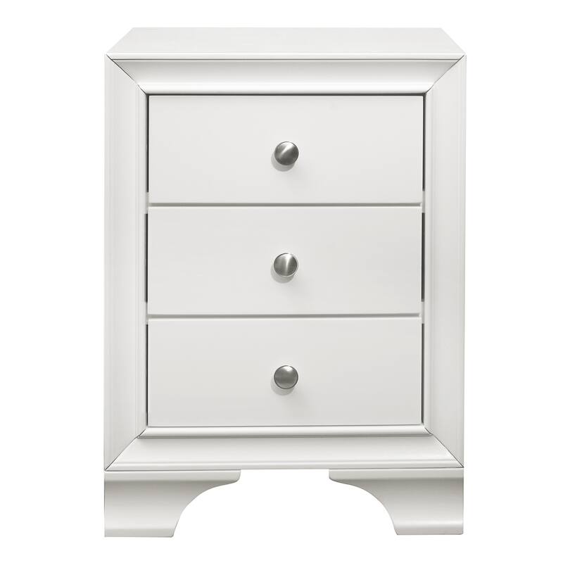 3-Drawers Nightstand with 2 USB Ports Transitional Bedroom Furniture 1pc Bedside Table Wooden