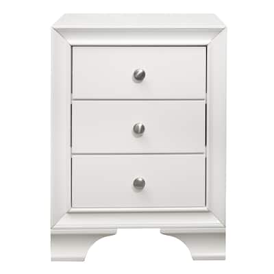 Transitional Bedroom Furniture: 3-Drawer Wooden Nightstand with USB Ports
