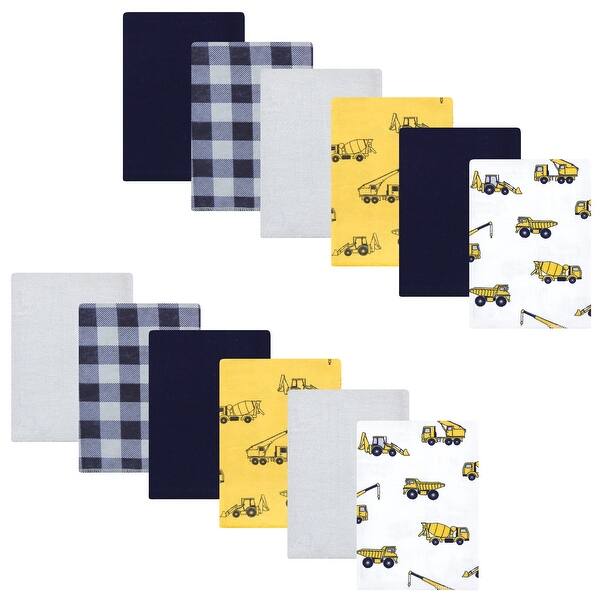 slide 1 of 1, Hudson Baby Infant Boy Cotton Flannel Burp Cloths Bundle, Construction, One Size - Construction - One Size One Size - Construction