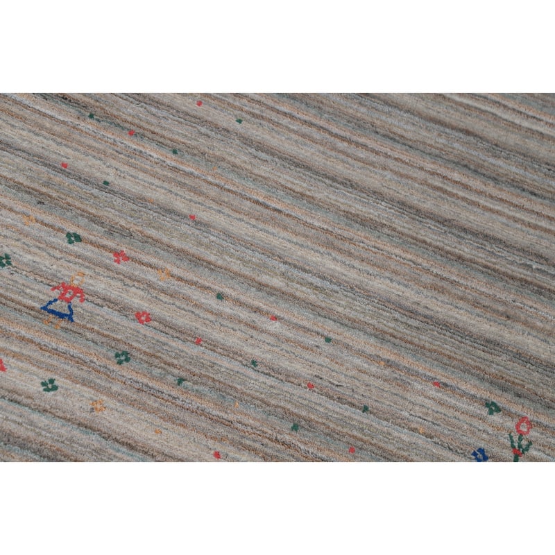 Hand Knotted Oriental 100% Wool Carpet Tribal Stripe Multi-Colored Gabbeh Area Rug - 12' 4'' X 9' 2''