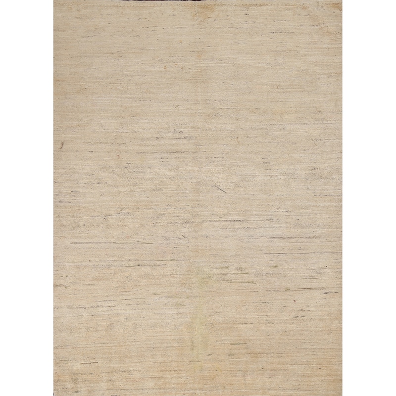 Contemporary Neutral Gabbeh Kashkoli Area Rug Hand-knotted Wool Carpet - 5'9" x 7'7"