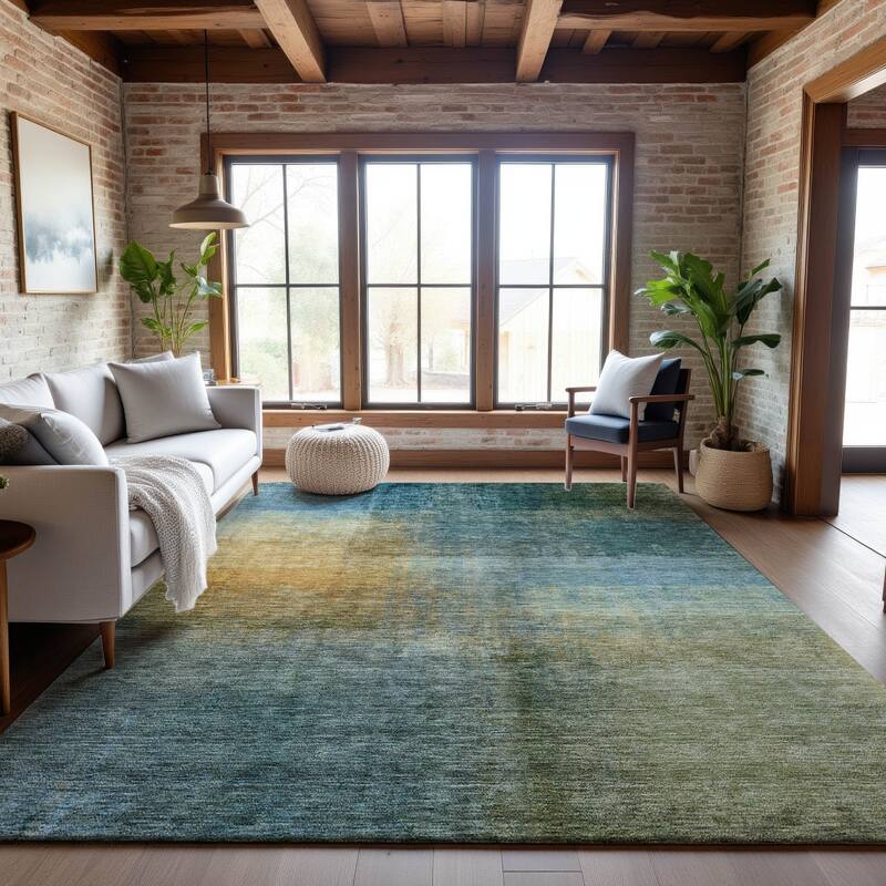Premium Washable Super Soft Modern Ombre Mayfield Rug - Blue - 9' x 12'
