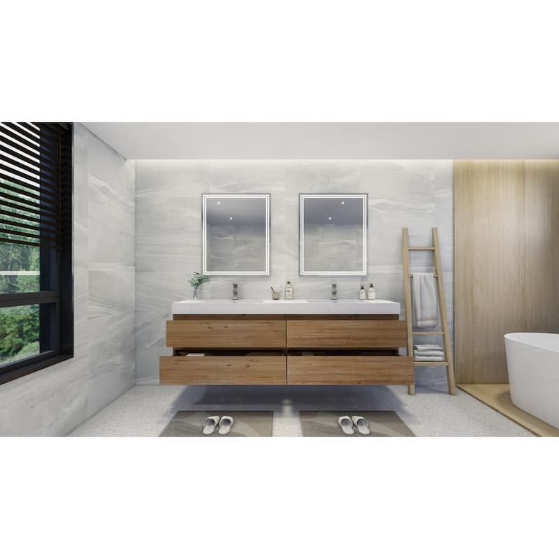 Baillie 84'' Wall-Mounted Vanity with Double Reinforced Acrylic Sink