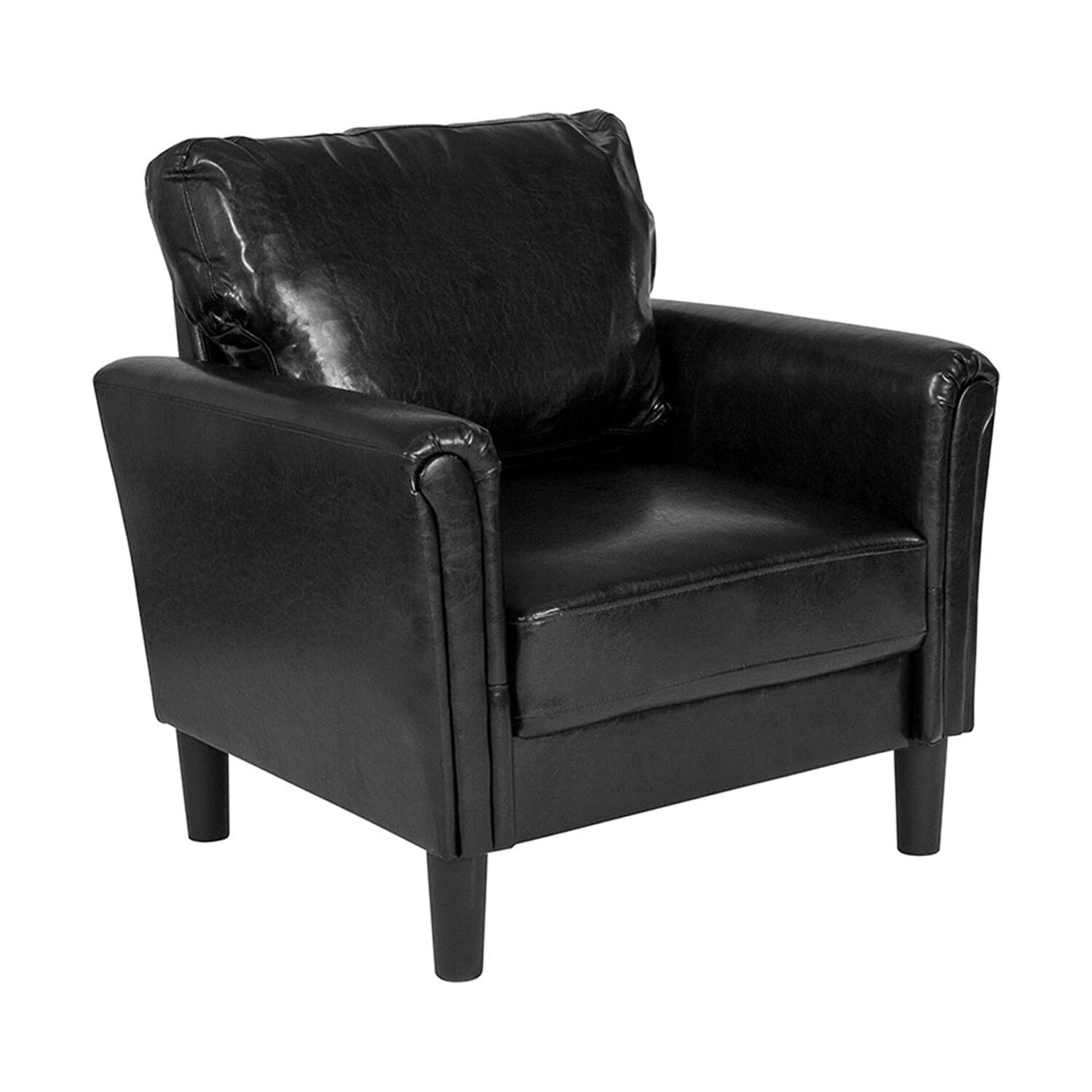 Offex Contemporary Upholstered Chair With Oversized Back Cushion In Black Leather Overstock 25626000 Safco® serenity chair in black color features comfortable genuine leather upholstery and padded loop arm. overstock com