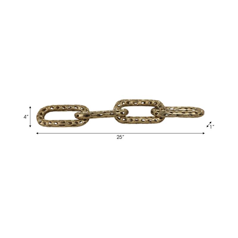 Metal Coastal Chain Sculpture with Textured Links and Openwork Design