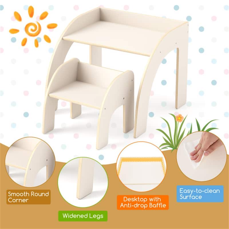 Kids Table and Chair Set for Children 3+ Years Old Multipurpose Drawing Writing Play Furniture - 23.5" x 23.5" x 19.5"