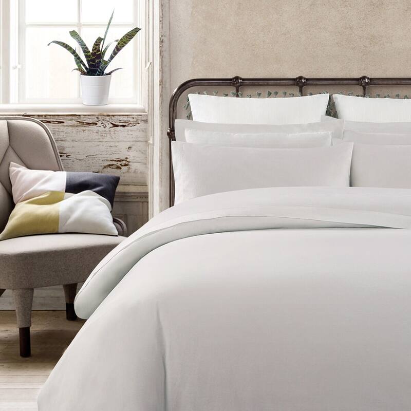 Vintage Washed Cotton Percale Bed Sheet Set - Grey - 300 - 499/299 and Below - Full