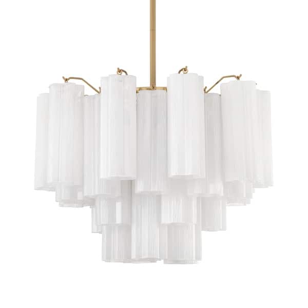 slide 2 of 10, Crystorama Lighting Group ADD-306-WH Addis 6 Light 20" Wide Waterfall Aged Brass