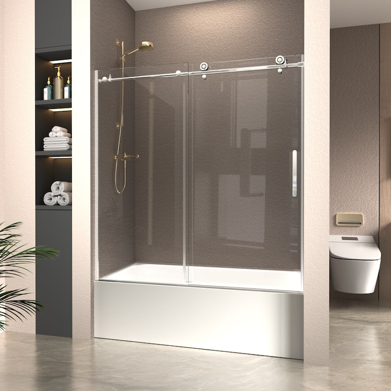 i-Homare 55 - 59 in.W x 60 in.H Tub Sliding Shower Door with Soft Closing System
