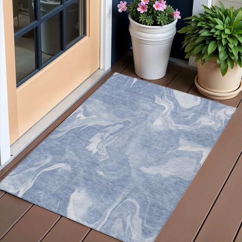 HomeRoots Abstract Transitional Rectangle Outdoor Rug - 3' x 5'