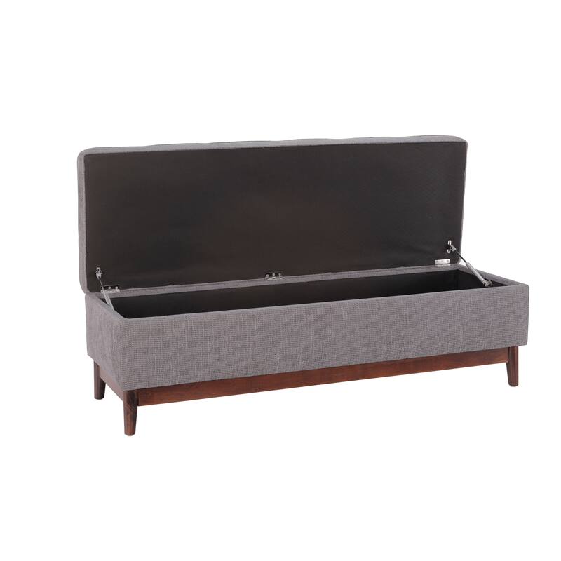Brooke Transitional Wood Trim Tufted Storage Ottoman
