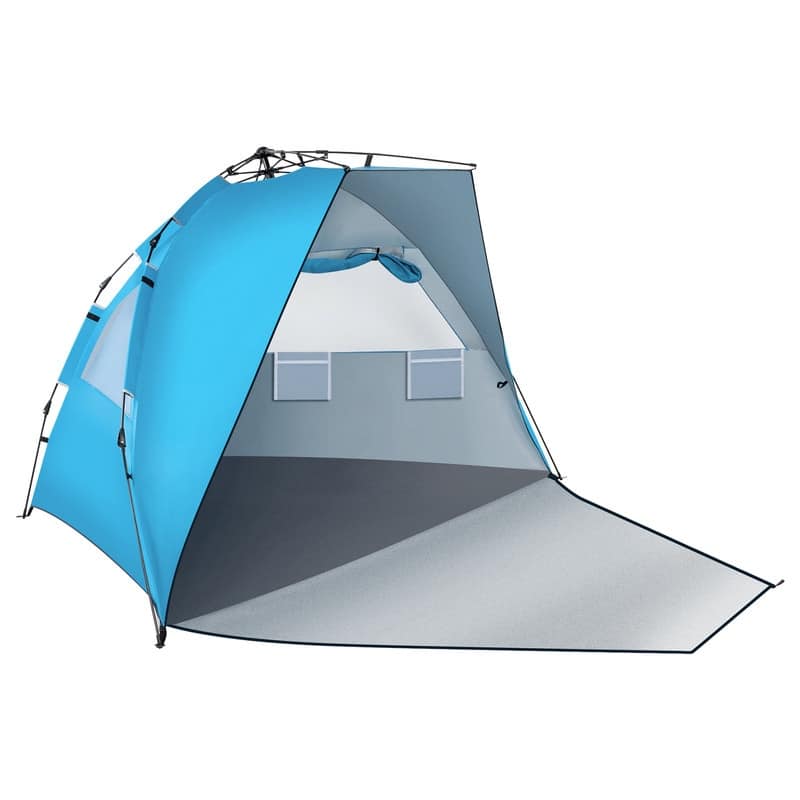 Fiberglass Pole Oxford Cloth Quick-Open Free Ride Beach Tent Blue