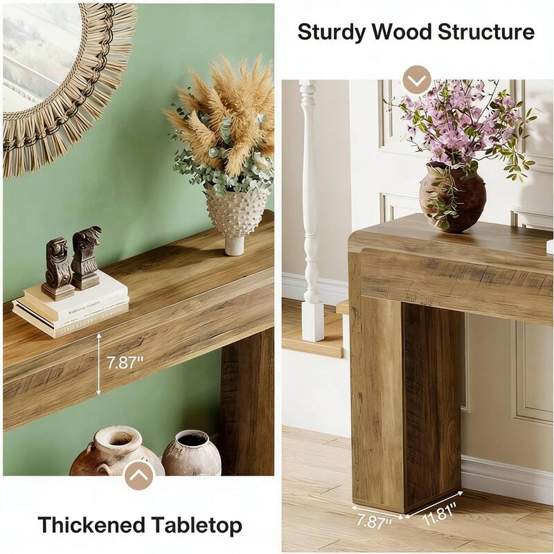 70" Wooden Entryway Table for Living Room and Entryway - Brown