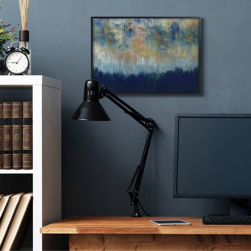 Stupell Abstract Gold Blue Textured Surface Painting Framed Giclee Texturized Art by Third and Wall