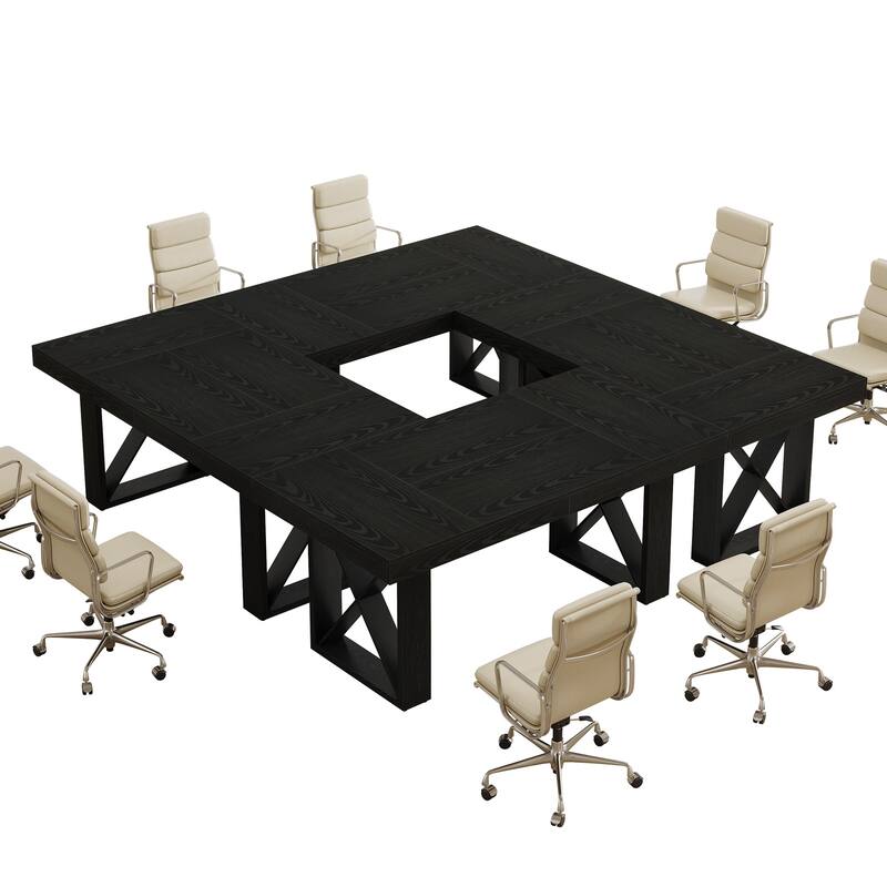63-Inch Long Wood Conference Table, Simple Meeting Desk for Home Office & Small Team Gatherings