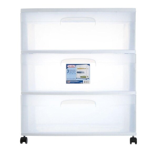Shop Sterilite 29308001 Storage 3 Drawer Wide Cart Clear With