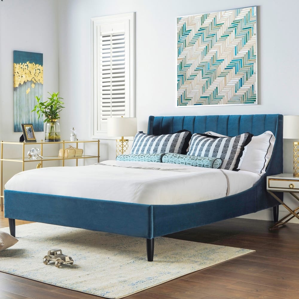 Willow Velvet Upholstered Channel Tufted Platform Bed