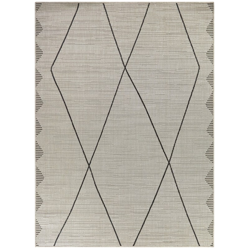 Calderon Recycled Moroccan Indoor/Outdoor Area Rug - 5'3" x 7' - Cream
