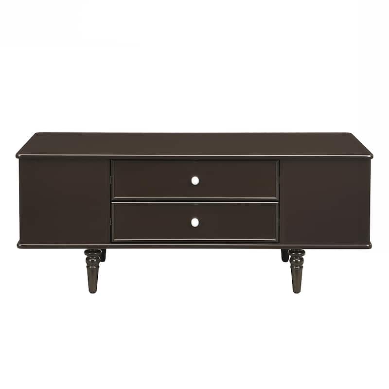 Modern Rectangle Coffee Table with Four Drawers, Two Side Hidden Storage Compartments, 47.2" Wood Coffee Table