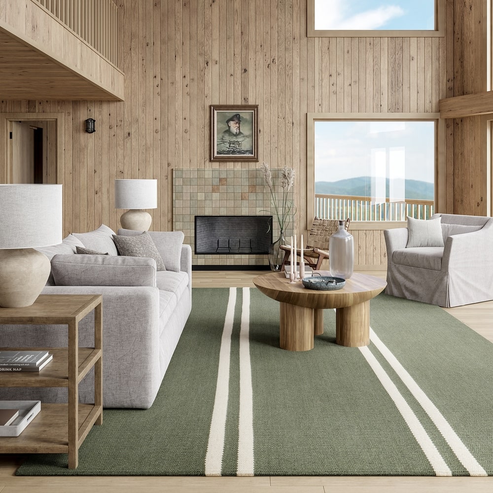 Elowen Double Striped Wool Area Rug