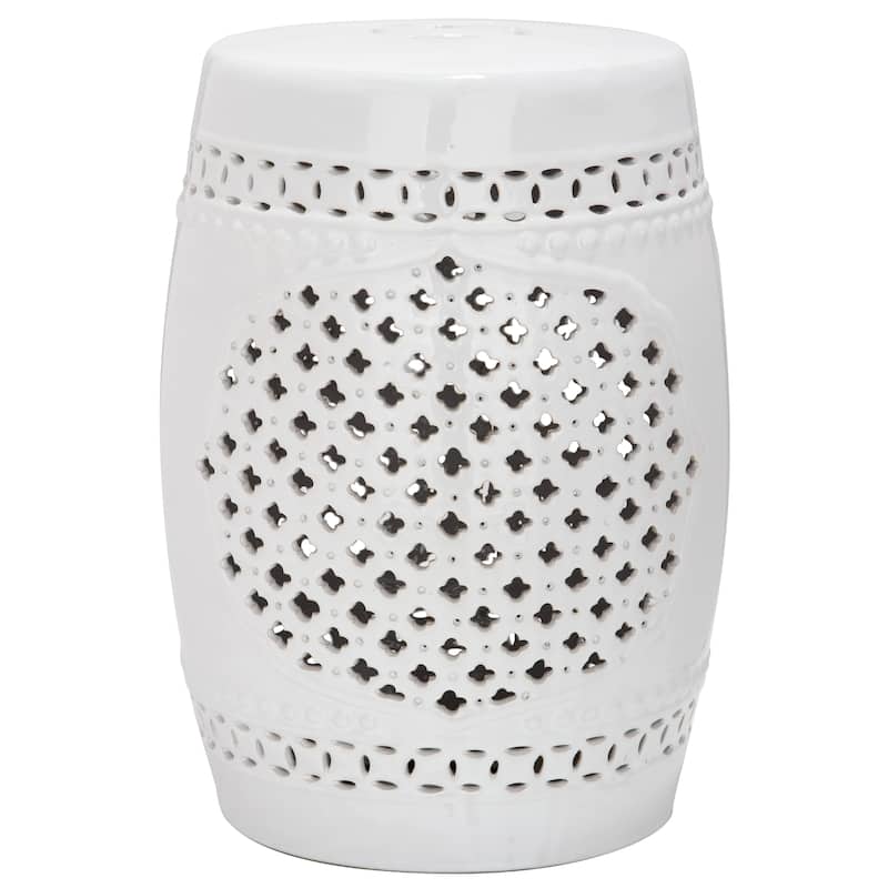 SAFAVIEH Paradise Annetrud Gardens White Ceramic Decorative Garden Stool - White
