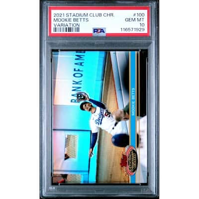 Mookie Betts 2021 Topps Stadium Club Variation Baseball Card #100 Graded PSA 10 - 8' x 11'