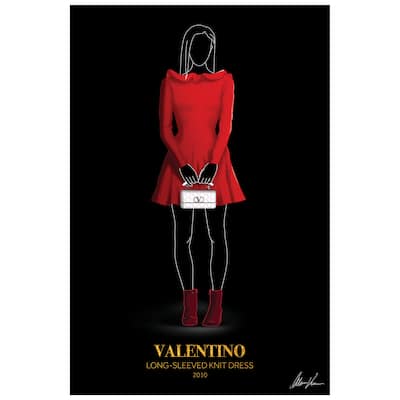 "V Fashion Red look" Frameless Free Floating Reverse Printed Tempered Glass Wall Art