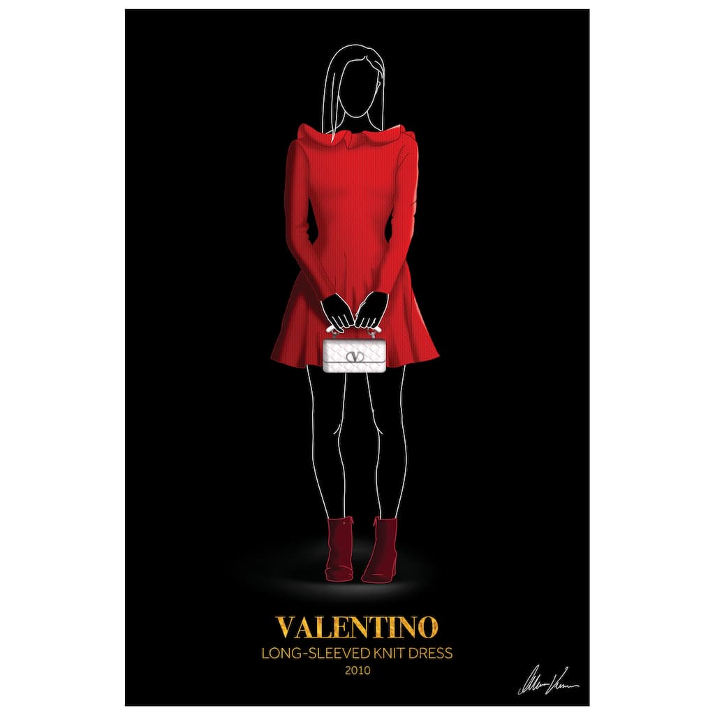 "V Fashion Red look" Frameless Free Floating Reverse Printed Tempered Glass Wall Art