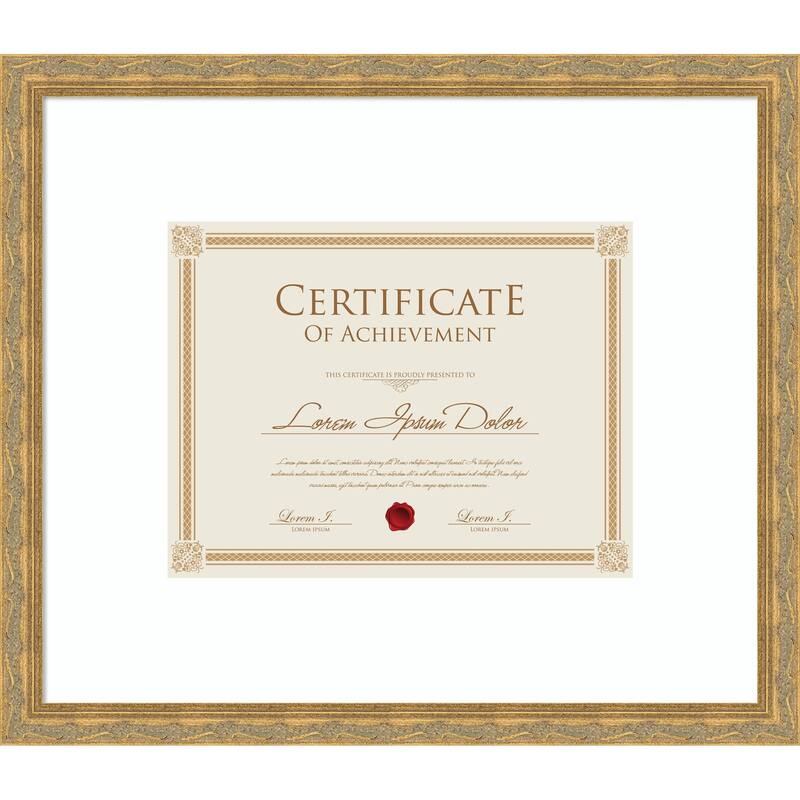 Mila Picture Frame, Photo Frame - 17x14.5 Matted White 11x9 - Mila Dark Gold