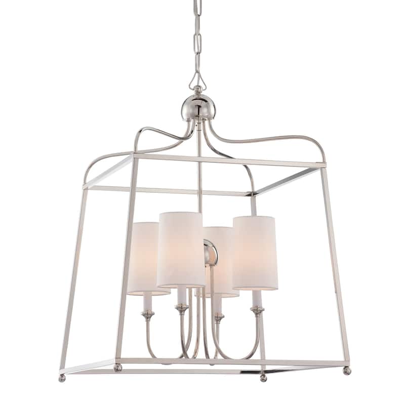 Crystorama Lighting Group Sylvan 4 Light 21-1/2" Wide Cage Chandelier - Polished Nickel