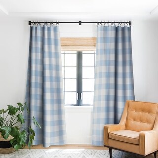 Blackout Gingham Pattern Blue Made-to-Order Curtain Panel (One Panel ...