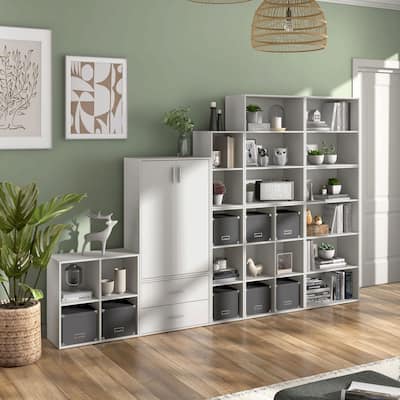 DH BASIC Modern Wood Customizable Stackable Storage Organizer - Cube Shelves, Drawer Cabinet, Bookcase with Doors by Denhour