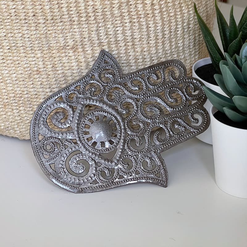 Hamsa Hand Haitian Metal Wall Art, Set of 2