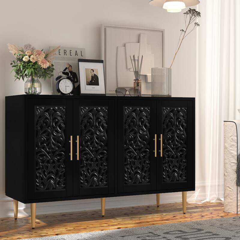 48" Hollow Carved Sideboard Buffet Cabinet