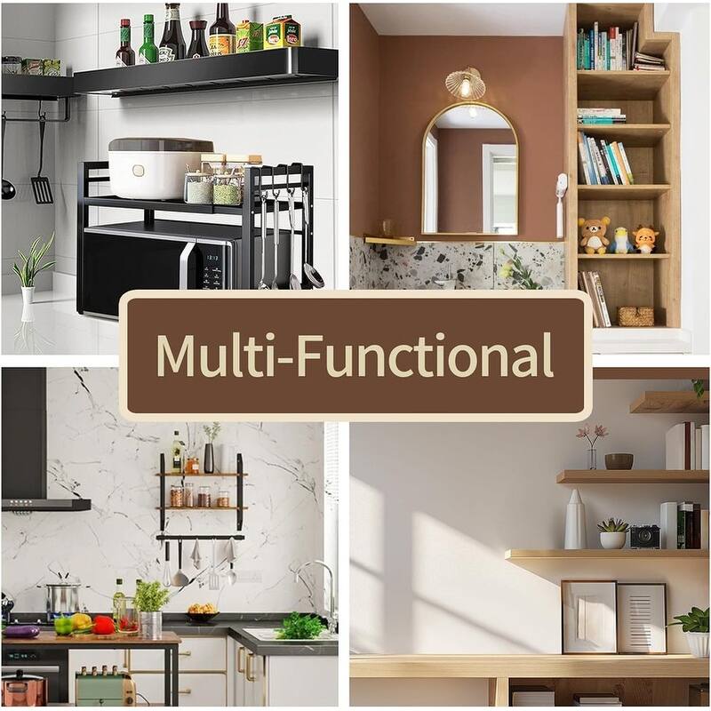 Microwave Oven Rack Expandable Countertop Heavy Duty - 12.8"D x 21.65"W x 17.13"H