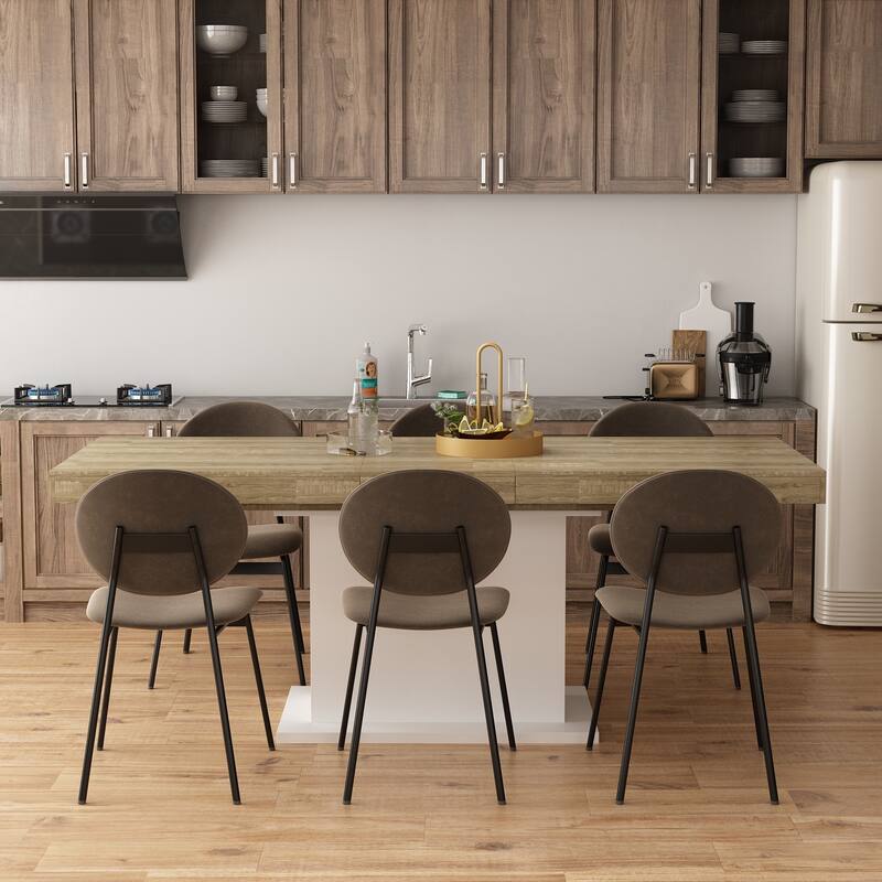 63"-78.7" Extendable Dining Table, Wood Finish Office Meeting Table