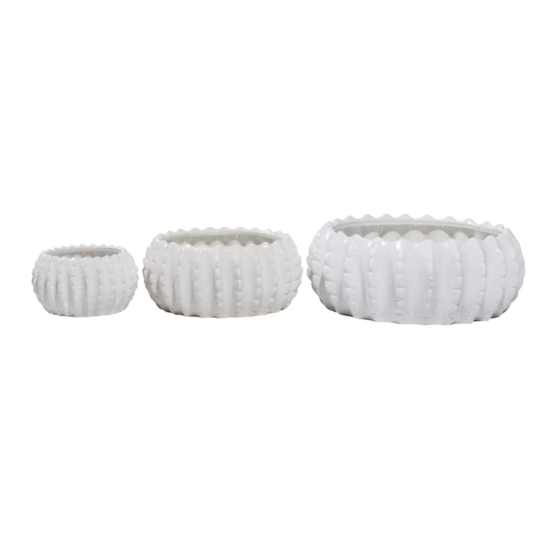 Ceramic Indoor Outdoor Planter - Set of 3 White - Roche River Decor
