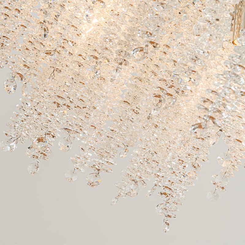 Modern Glam Crystal Chandelier Antique Brass/Polished Nickel Branch Style Pendant Ceiling Light for Dining Room Bedroom
