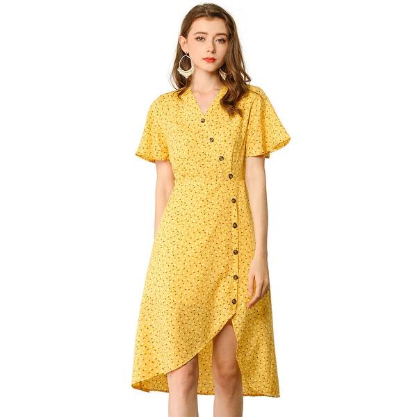 Shop Allegra K Women S Casual V Neck Asymmetrical High Low Floral